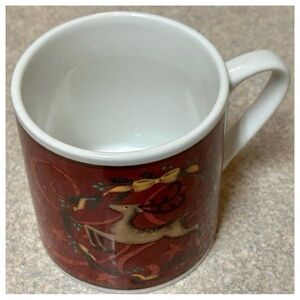 Vintage MSI Christmas Reindeer Mug Red Holiday Coffee Cup Rustic Winter Decor